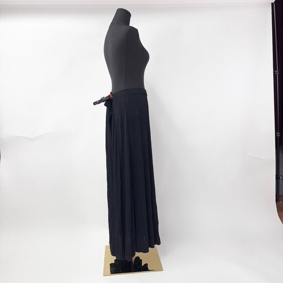 LONG PLEATED MAXI SKIRT BLACK - Picture 5 of 6
